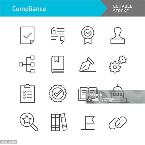 Compliance Icons Line Series Editable Stroke Stock Illustration Download Image Now