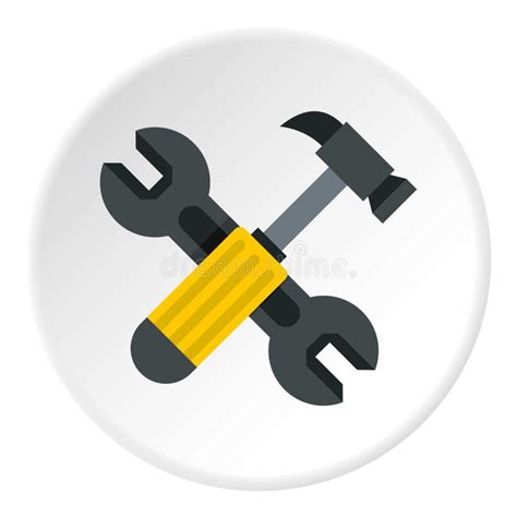 Crossed Wrench And Hammer Icon Circle Stock Vector Illustration Of