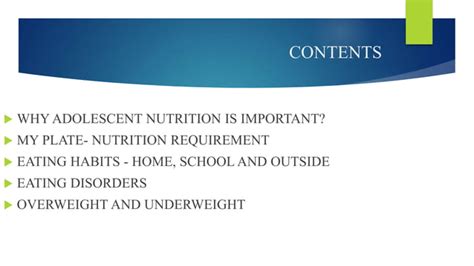 Adolescent Nutrition Ppt Free Download