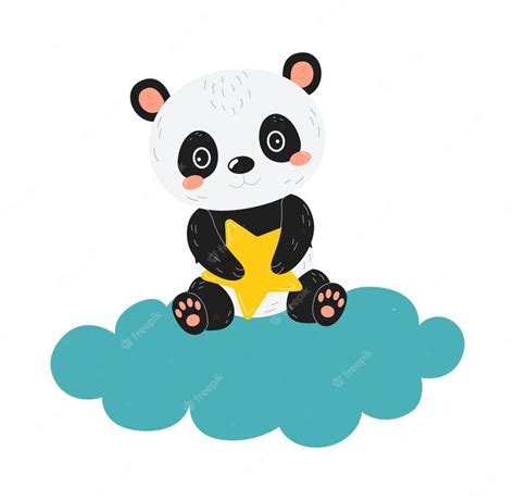 Premium Vector | Panda on cloud