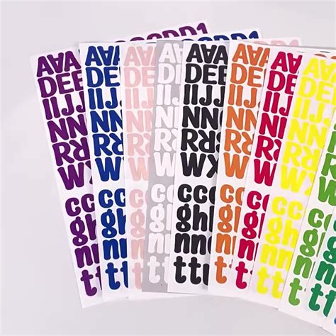 12 Sheets Colorful Letter Sticker Alphabet Number Stickers Waterproof