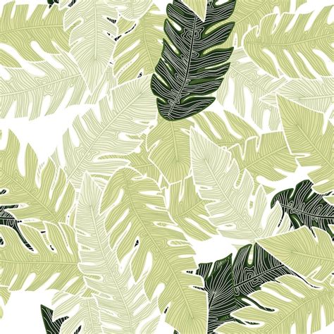 Premium Vector Graphic Tropical Pattern Palm Leaves Seamless Floral