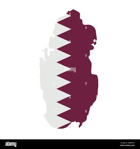 Qatar flag map. Country outline with national flag Stock Photo - Alamy