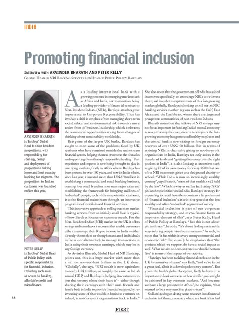 Promoting Financial Inclusion First Strategic Insight