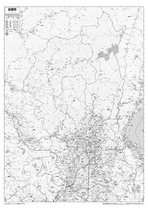 マップルの市町村別行政区分地図 京都府 京都市 （モノクロ）を印刷販売マップル地図プリント