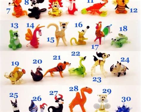 Set Of 12 Miniature Glass Figurines Miniature Glass Animals Murano