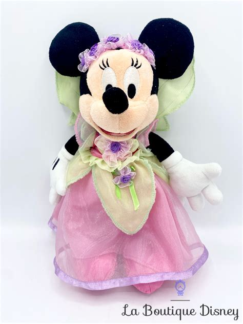 Peluche Minnie Mouse Fée Princesse Disneyland Paris Disney rose verte