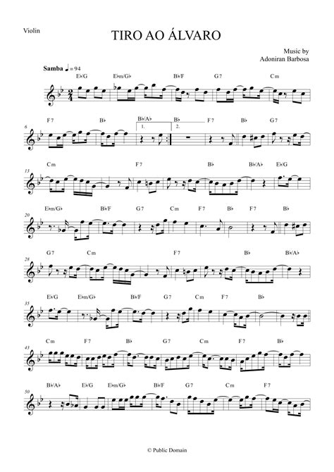 Tiro Ao Lvaro By Adoniran Barbosa Violin Arr The Sheet Music