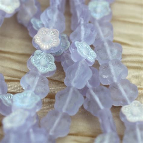 New 25pcs 10mm Matte Alexandrite Ab Forget Me Not Flower Czech Glass Beads Summer Flower Beads