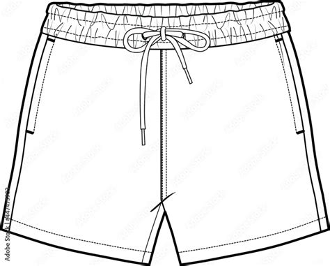 Mens Shorts Technical Drawing Vector Illustration Stock Vector Adobe Stock