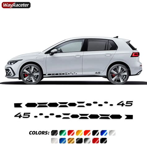 2 Pcs Gti Clubsport 45 Style Door Side Stripes Skirt Sticker For Vw Volkswagen Golf 8 Mk8 2020