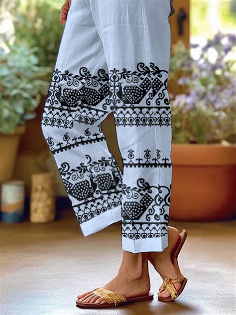 Ethnic Pocket Stitching Loose Casual Pants Zolucky