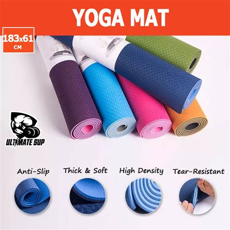 Fitness Pilates Yoga Mat Tpe Double Sided Color Exercise Workout