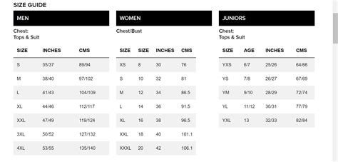 Umbro Size Guide