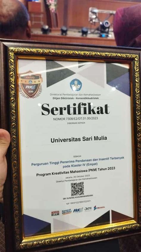 Universitas Sari Mulia Peroleh Posisi 2 Pkm Award Klaster Iv