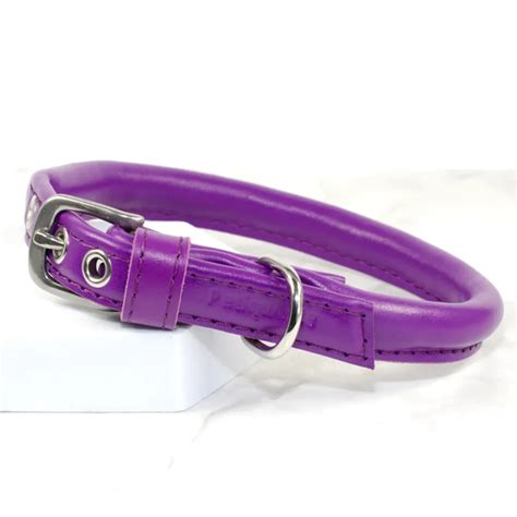 Rolled Leather Dog Collar For Small Breeds Petiquette