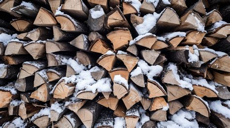 Snow Covered Street Texture A Pile Of Chopped Firewood Hidden Beneath