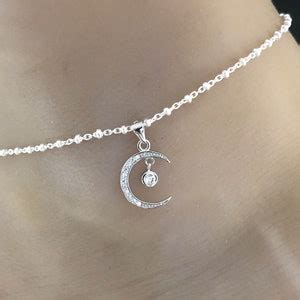 Moon Anklet Sterling Silver Beaded Ankle Bracelet Celtic Anklet