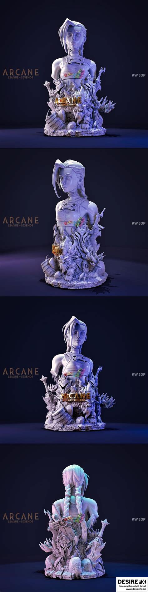 Desire FX 3d Models Arcane Jinx Bust 3D Print Model STL