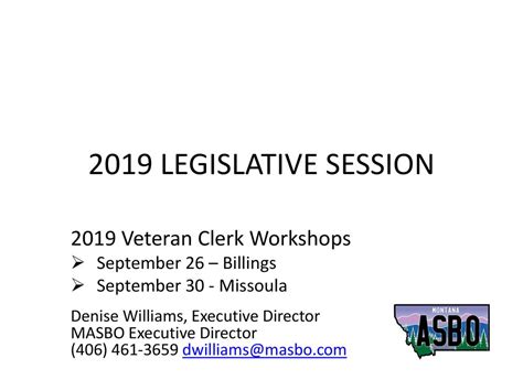 2019 Legislative Session 2019 Veteran Clerk Workshops Ppt Download