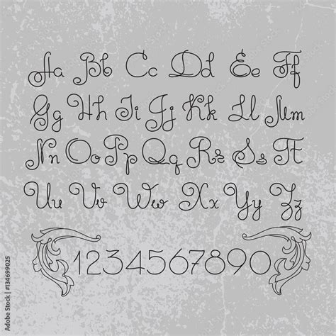 Hand Drawn Alphabet Lines Font Design Letters And Numbers Stock