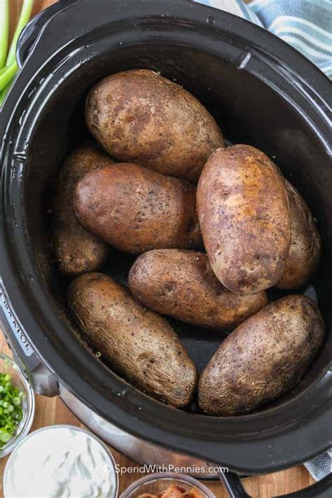 Slow Cooker Baked Potatoes Easiest Side Dish Spend With Pennies