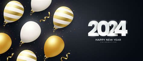 Happy New Year 2024. festive realistic decoration. Celebrate 2024 party ...