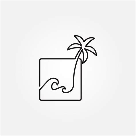 Premium Vector Palm Tree Line Art Logo Vector Illustration Template