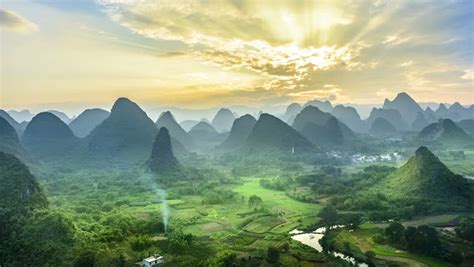 Landscape Of Guilin At Dusk Stock Footage Video 100 Royalty Free