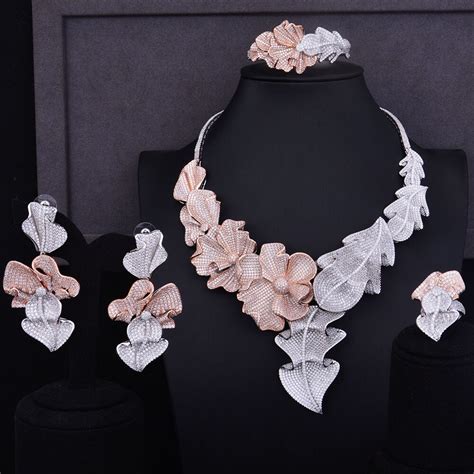 GODKI Super Luxury Geometry Leaf Flower Boom 2 Tone Mixed Women Wedding