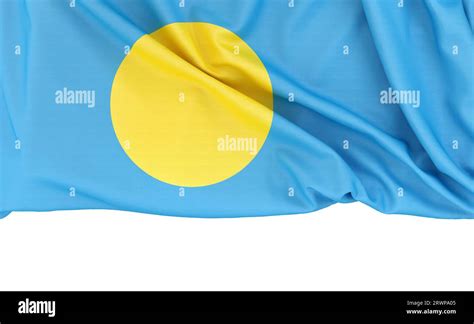 Flag Of Palau Isolated On White Background With Copy Space Below D