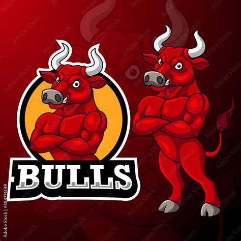 Cartoon Red Bull Mascot Posing Stock Vector Adobe Stock