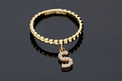 Bijuterii Aur Inele Cu Charm Aur 14K Galben Litera S Cod CH9363