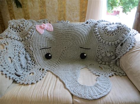 Hand Crocheted Elephant Throw Or Rug Etsy