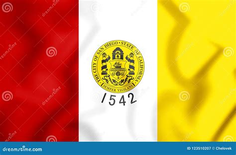 3D Flag of San Diego California, USA Stock Illustration - Illustration ...