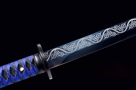 Blue samurai sword handmade blue blade high carbon steel real | Etsy