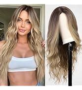 Amazon Starluck Ombre Brown Mixed Blonde Highlight Long Wavy Wig