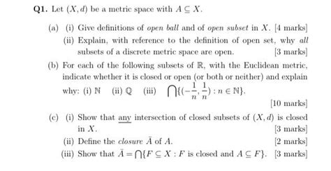 Solved 21 Let X D Be A Metric Space With AX A I Chegg