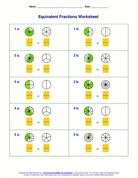 Free Printable Equivalent Fractions Worksheets