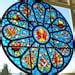 Faux Stained Glass Rose Window Cling Suncatcher Religious Communion