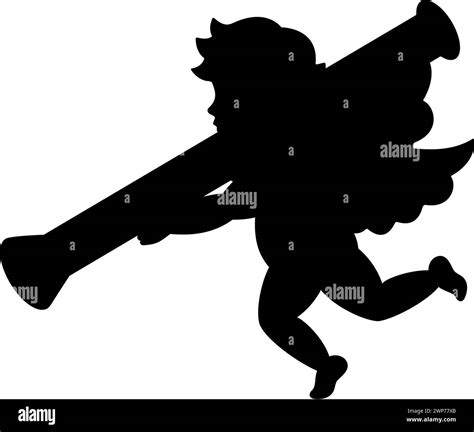 Angel With Anti Tank Rocket Launcher Cherub Silhouette Valentines