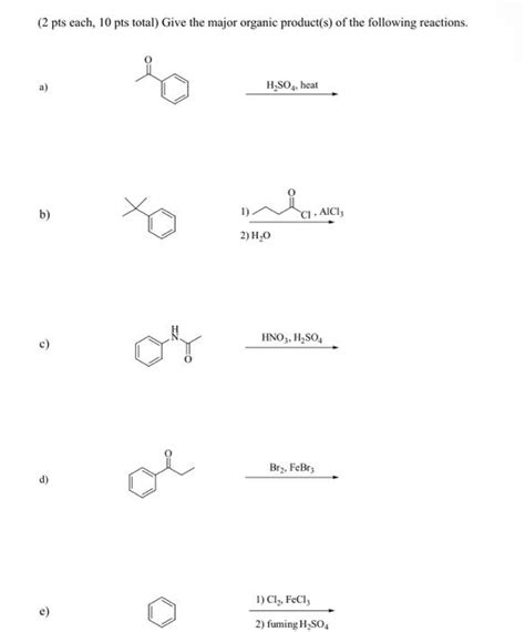 Solved 2 Pts Each 10pts Total Give The Major Organic