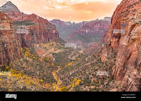 Sunset In Zion Canyon From The Canyon Overlook Trail In Zion National