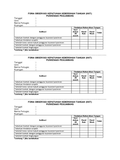 Form Observasi Kepatuhan Kebersihan Tangan Pdf