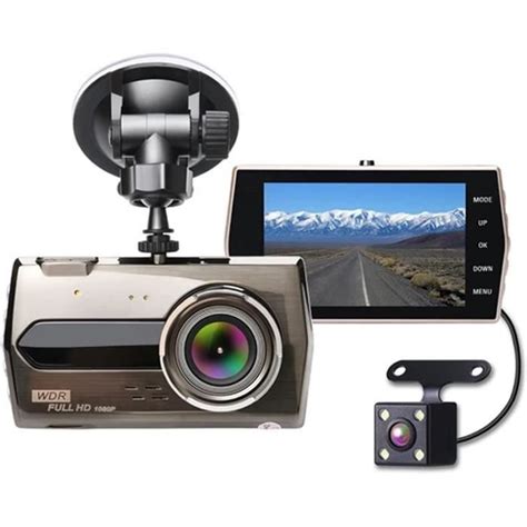 4 Dashcam Voiture double caméra de tableau de bord FHD 1080P pour