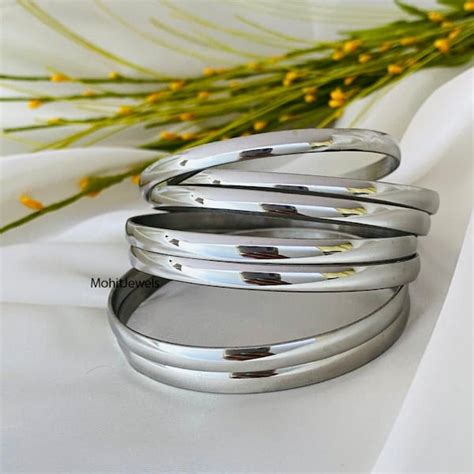 Sterling Silver Bangle Bracelet Set Etsy