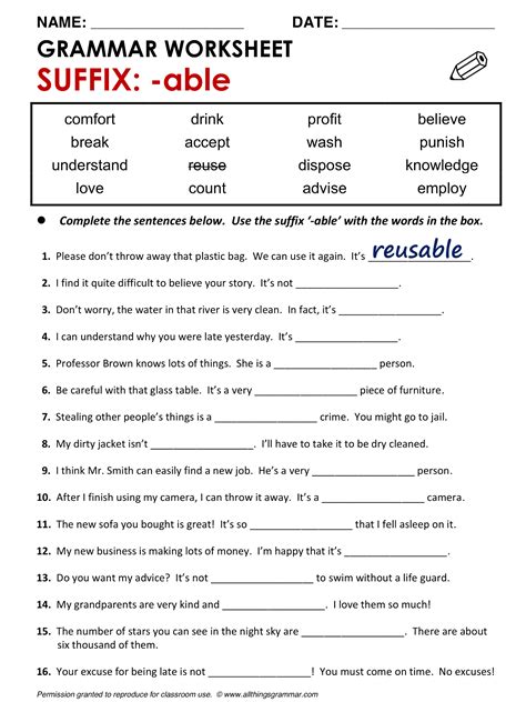 Online Grammar Worksheets