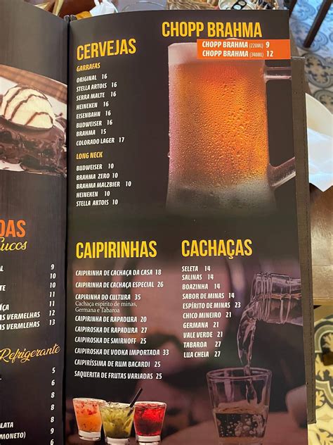 Menu em Cultura de Minas Restaurante São Paulo