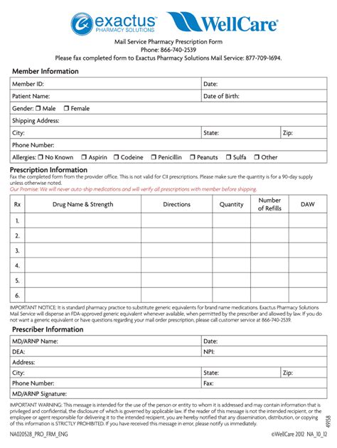 Pharmacy Prescription Form Fill Online Printable Fillable Blank