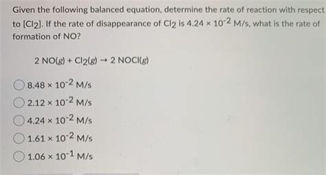 Solved Given The Following Balanced Equation Determine The